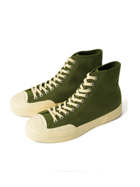 【雑誌 GOETHE 掲載】SUPERGA スペルガ 2433 ワークス ハイカット コットンキャンバス WORKS HCUT COTON CANVAS - GREEN-OFF WHITE -