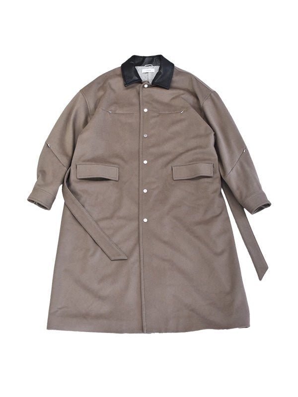 【WINTER SALE】THE JEAN PIERRE ジャン・ピエール Leather Collar Coat - MOCHA -