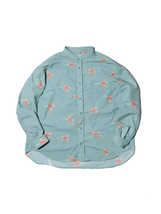 NATAL DESIGN ネイタル デザイン HOME BOUND BANDCOLLAR SHIRTS - BLUE OLIVE -