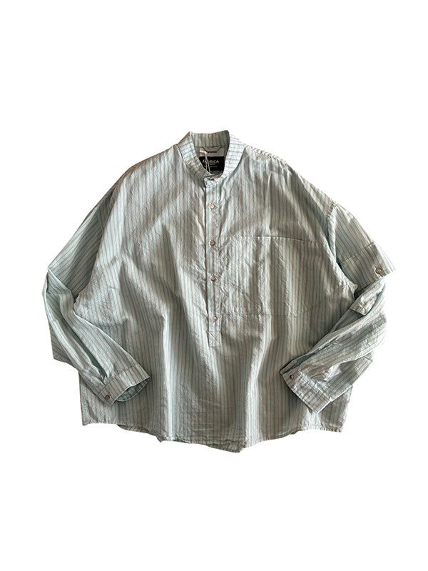 THE JEAN PIERRE ジャン・ピエール Super Fine Silk Cotton Tech Pullover Shitrt - SAX -