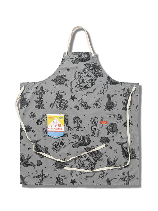 Cookman クックマン ソックス Long Apron Old Tattoo - GRAY -
