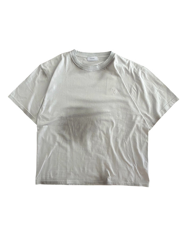 THE JEAN PIERRE ジャン・ピエール Signature Pigmentdye Grunge Destroy SS TEE - INK WHITE -
