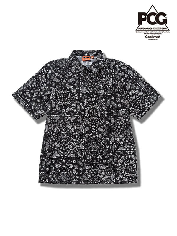 Cookman クックマン Work Shirts Short Sleeve Light Paisley -BLACK -
