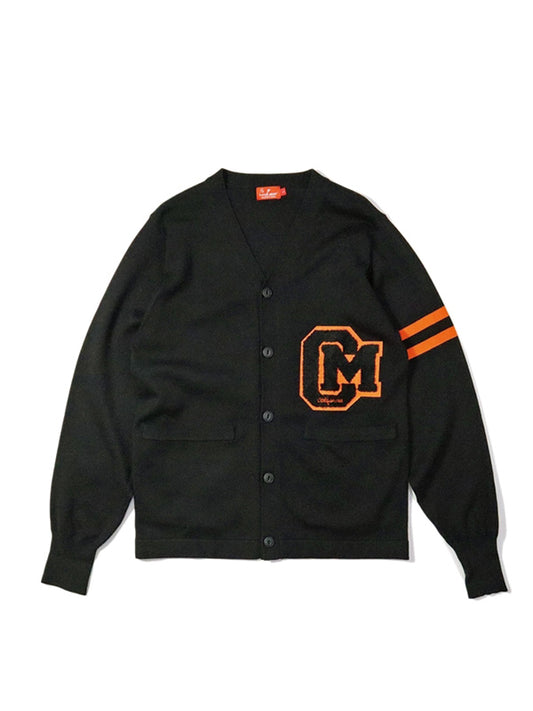 Cookman クックマン カーディガン Knitted Cardigan Letterman - BLACK -