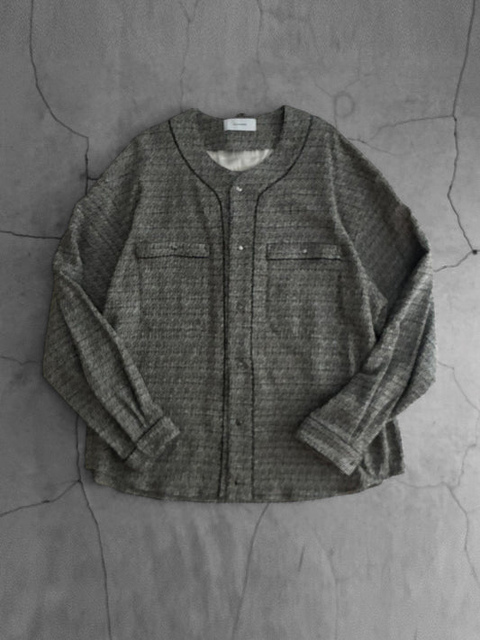 THE JEAN PIERRE ジャン・ピエール Tweed Baseball Shirt  - GRAY -