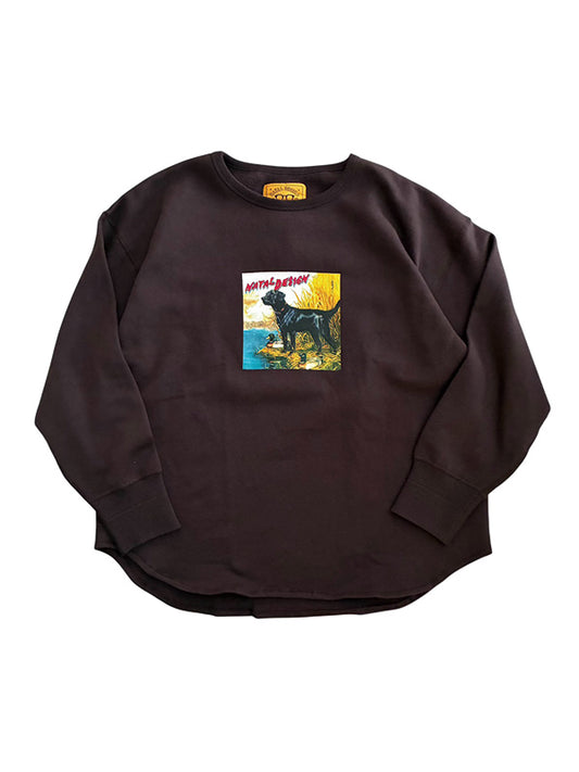 NATAL DESIGN ネイタル デザイン BRUSHED COTTON LONG SLEEVE CREW "Lil Guardian"  - CHOCOLATE -