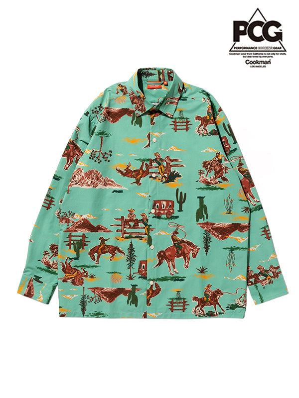 Cookman クックマン  Work Shirts Long Sleeve Western  - Light Blue -