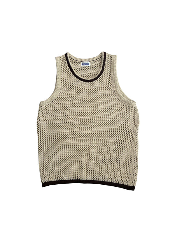 【WEB版 GO OUT掲載】AS STANDARD アズスタンダード MESH KNIT TANK TOP - BEIGE -
