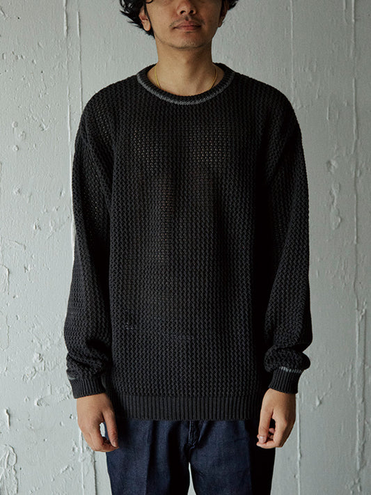 AS STANDARD アズスタンダード MESH CREW KNIT - GRY -